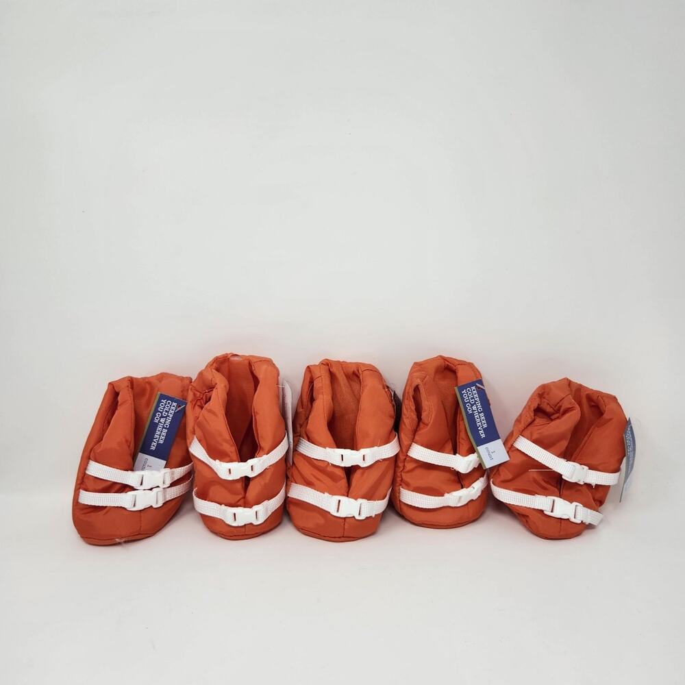 Orange Lifesaver Jackets Koozies Set of 5